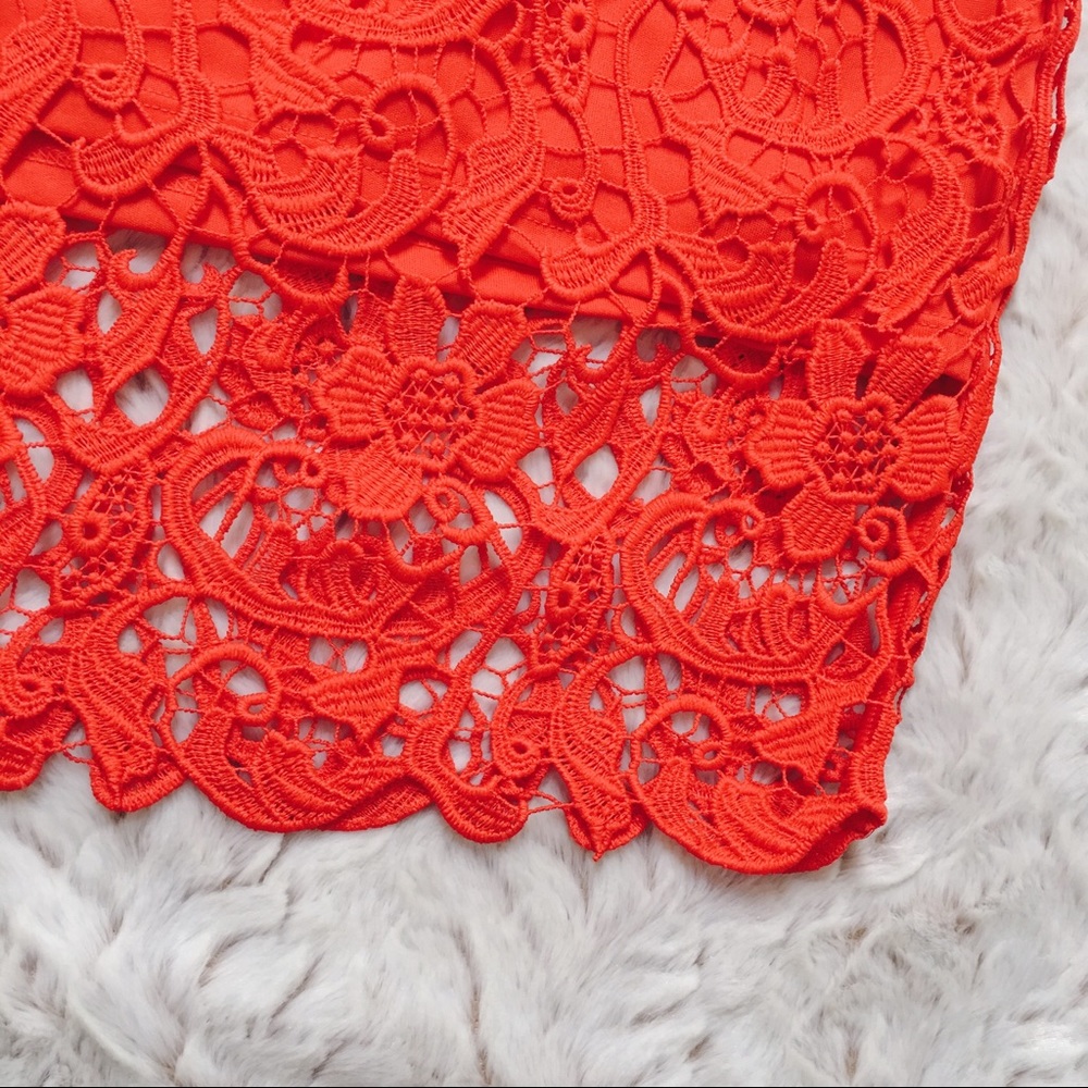 Leith Red Floral Lace Pencil Skirt - Picture 5 of 6